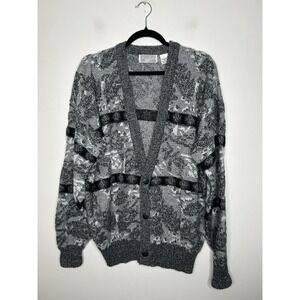 Method Vintage 80s Men's Cardigan Sweater Grandpa Geometric 90s Abstract Large